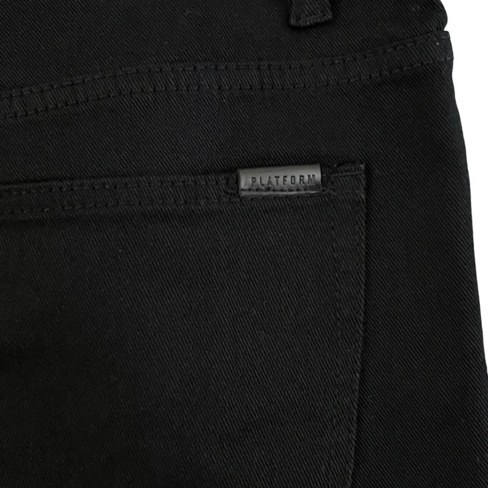 Platform Men’s Jeans 36/30 Modern Classic Slim Stretch Black Denim Ripped Knees